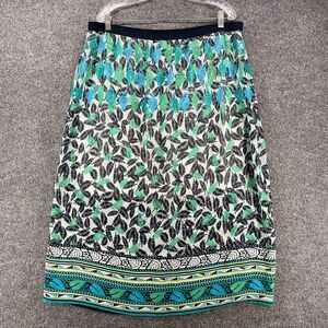 J Jill Skirt Womens L Green Leaf Print Pull On Boho Cottagecore Resort Coastal